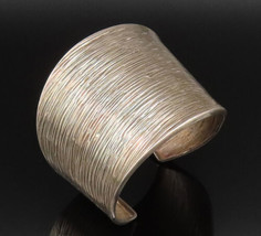 PERU 925 Sterling Silver - Vintage Wide Ribbed Textured Cuff Bracelet - ... - $136.85