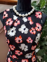 Elle Women Black Floral Polyester Round Neck Sleeveless Knee Length Dress Size S - £22.31 GBP