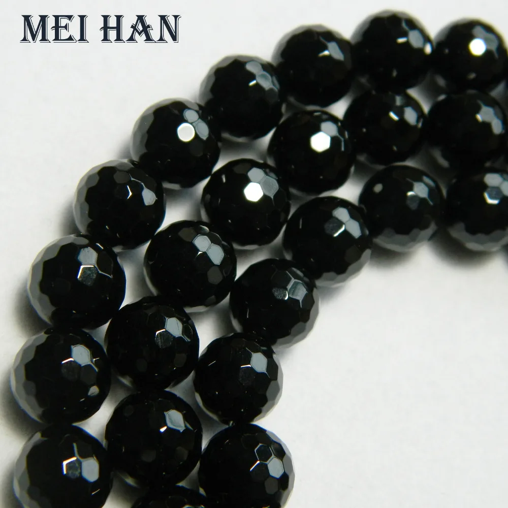 Freeshipping Meihan 6mm &amp; 8mm natural black agate faceted round Loose beads for - £10.88 GBP+