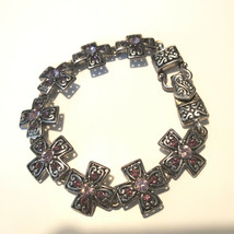 Premier Designs MARISSA silver purple crystal cross silver tone bracelet  - £19.32 GBP