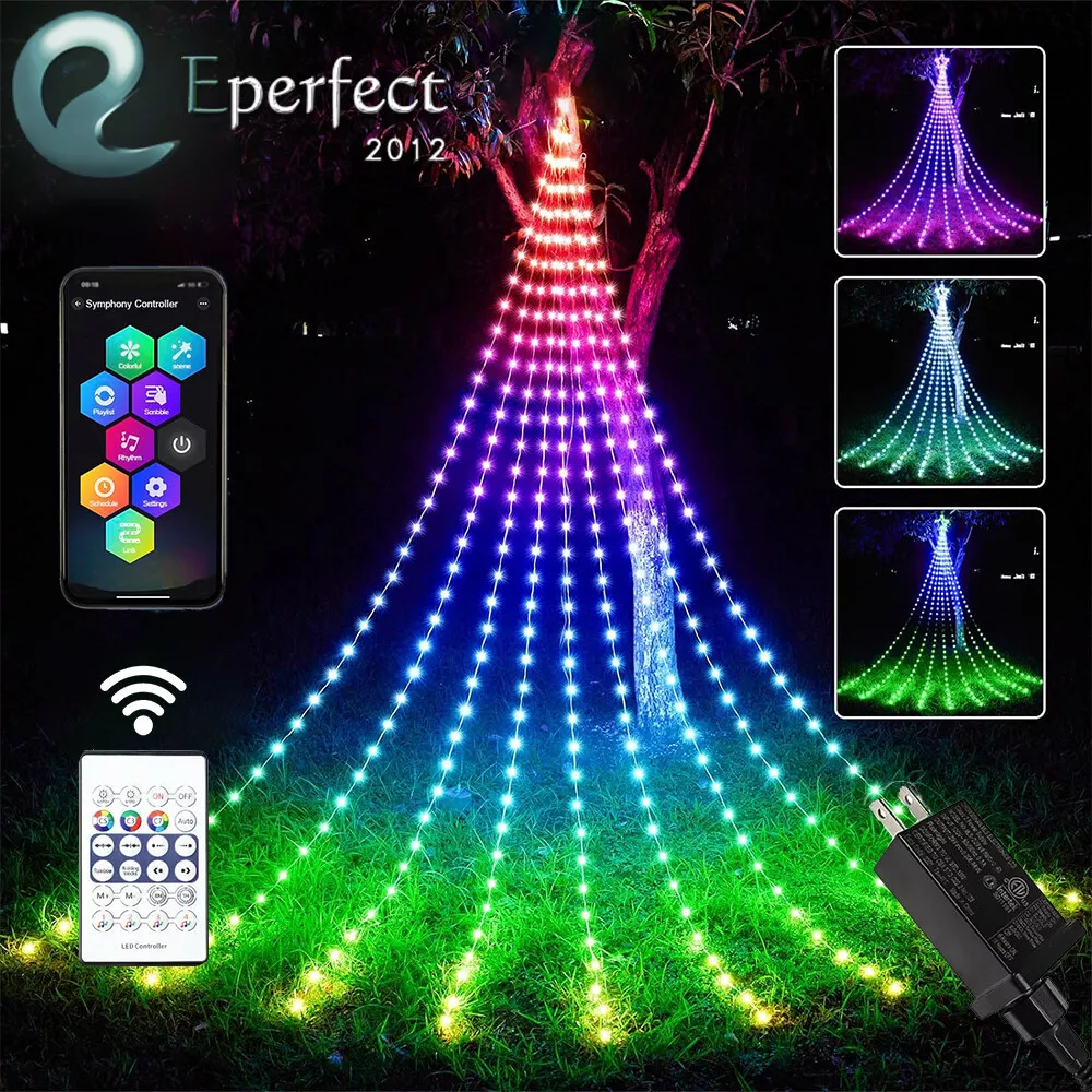 Christmas Tree Waterfall Lights 160LED RGB Color Changing for Indoor Out... - €38,27 EUR