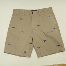 Chaps Mens Size 36 Beige Khaki Flat Front SHARK Design Casual Shorts - $18.57