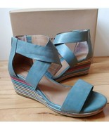 Lucky Brand Womens Gwindolin Espadrille Wedge Sandal Cloud Gray Leather ... - $68.51 CAD
