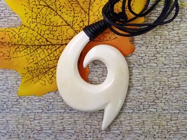Large Barbed Fish Hook Pendant Necklace Beach Jewelry - £15.69 GBP