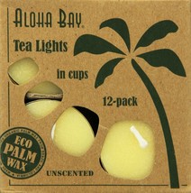 Aloha Bay Palm Wax Tea Lights with Aluminum Holder Cream Candles, 12 Count - £8.11 GBP