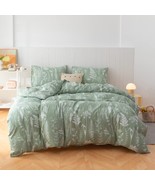 Janzaa Queen Comforter Set Sage Green Comforter,3 PCS Bedding Sets Floral - £32.88 GBP