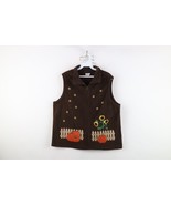 Vtg 90s Streetwear Womens XL Nature Fall Pumpkin Sunflower Fleece Vest J... - $67.63 CAD