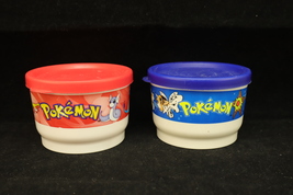 Set Of 2 Tupperware Gen 1 Pokémon 4oz Blue &amp; Red Snack Container Cups - £12.30 GBP
