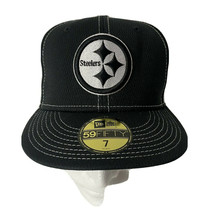 Pittsburgh Steelers New Era 59Fifty Black White Logo size 7 Hat NFL - £17.05 GBP