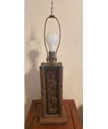 Antique Vintage Chinese Asian Hand Carved Wood Base Table Lamp - $205.15 CAD