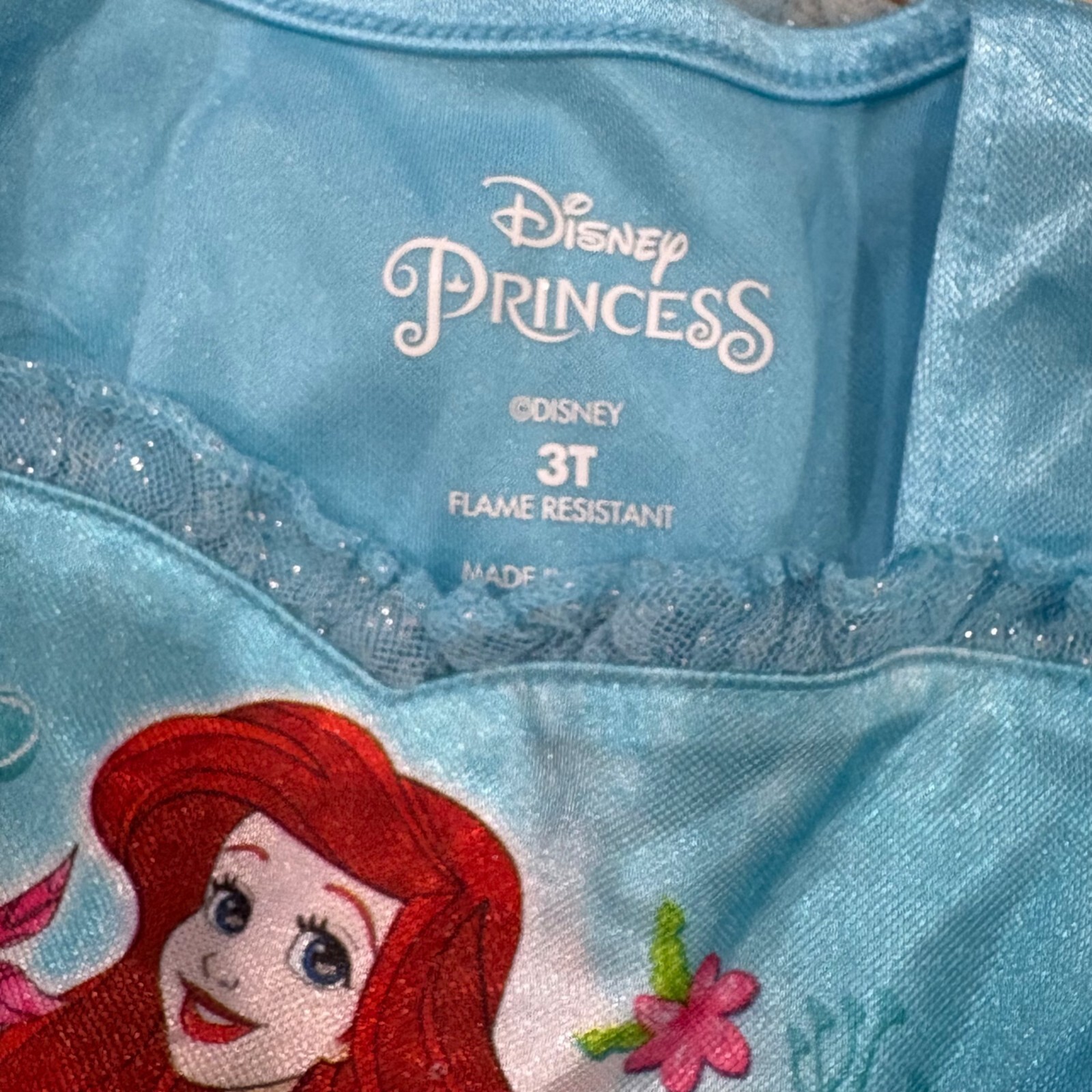 Disney Princess Ariel Costume Pajama Nightgown Dress 3T Toddler Item image 5