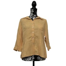 Edward 100% Linen Button Up Shirt 3/4 Sleeves Peach Light Orange - Size ... - £15.20 GBP