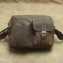 Retro Multi Functional Men Shoulder Bag 2022 New Crazy Horse Leather Large Capac - £99.49 GBP