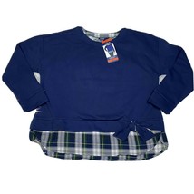 Izod Women&#39;s Long Sleeve Tie-Front 2-Fer Sweatshirt, Peacoat, L - £6.64 GBP