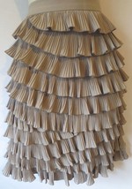 GRACIA TAN BEIGE TIERED PLEATED RUFFLES PENCIL KNEE LENGTH SKIRT M 6 8 D... - $19.79