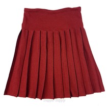Steve Fabrikant Red Knit Pleated Skirt Size M Wool Blend High Waist Pull... - $69.99