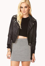 Outer Wear Women Black Leather Jacket Brando Shoulder Epaulets Belted Wa... - $137.19