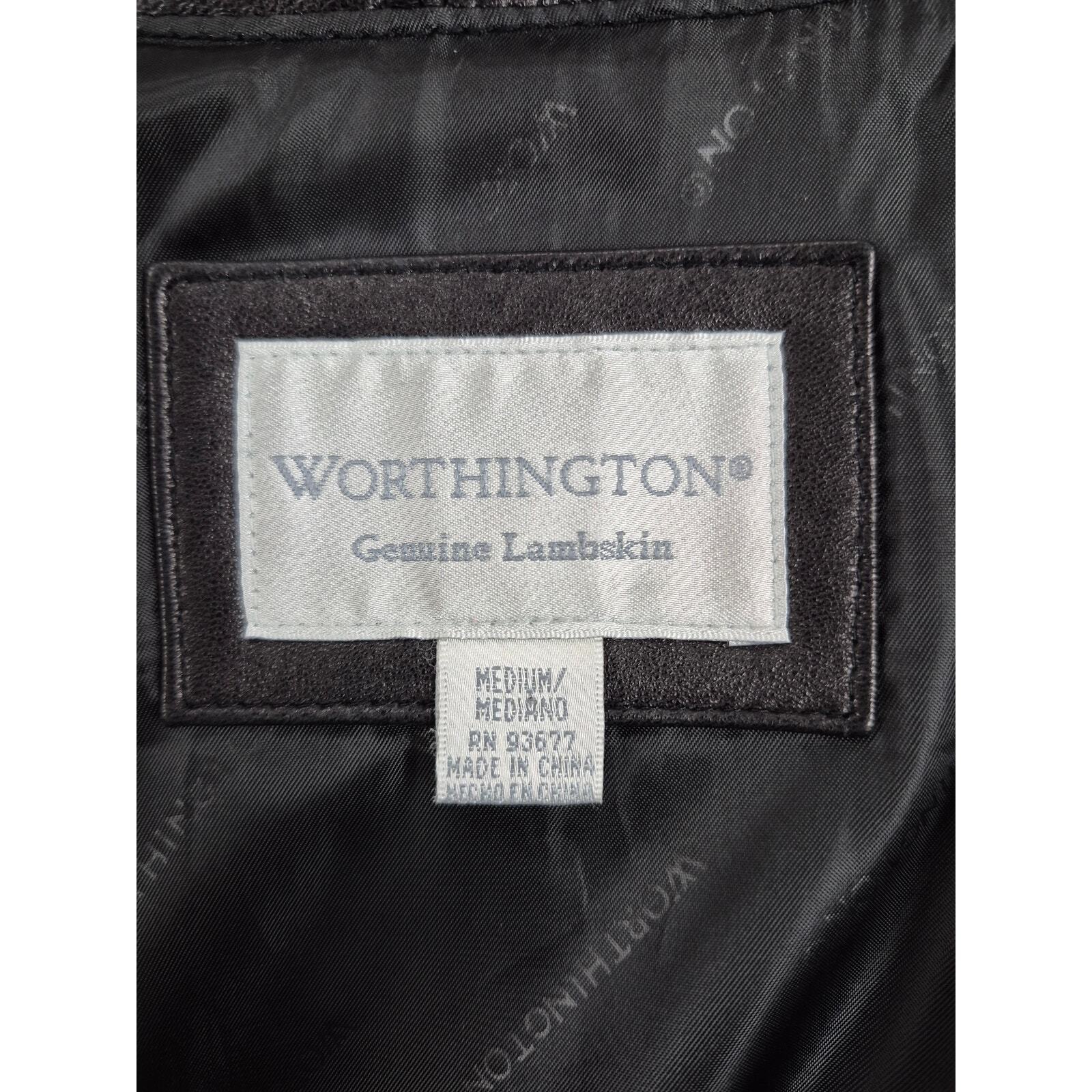 Worthington Genuine Lambskin Rich Brown Leather Jacket Zip Sz M NWOT Item image 4