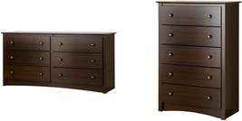 Prepac Fremont 5-Drawer Chest In Espresso Brown And Fremont 6-Drawer Double - £360.46 GBP