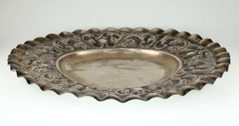 Large Silver Tray with Hand-Chased Repousse Design 40 Oz Nice! - £2,019.46 GBP