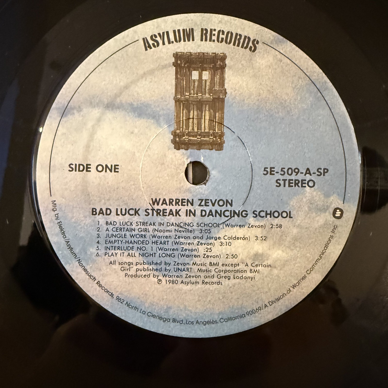 Warren Zevon Bad Luck Streak in Dancing School Vinyl LP Asylum 5E-509 1st Press Item image 3