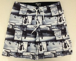MO Swimwear Men&#39;s All Over Print Black White Board Shorts Swim Trunks Si... - £8.67 GBP