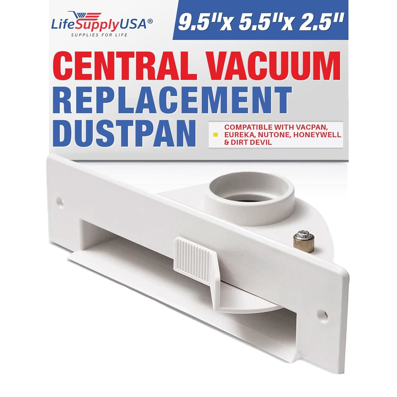 LifeSupplyUSA Central Vacuum Automatic Dustpan in White Sweep Inlet Vacpan Vac D