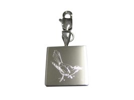 Silver Toned Square Etched Common Cuckoo Bird Pendant Zipper Pull Charm - £27.96 GBP