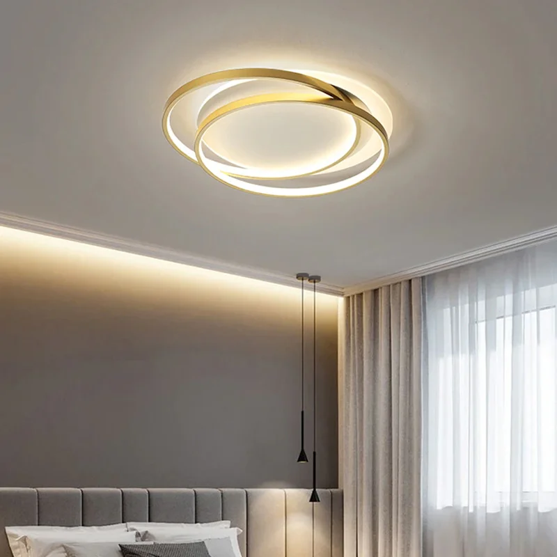 Modern Simple Design Round Gold Remote Control Light LED Chandelier For ... - $103.25+