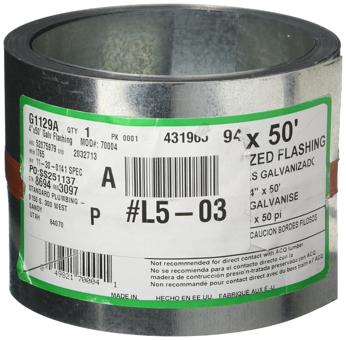 AMERIMAX HOME PRODUCTS 70004 4-Inch x 50-Feet Galvanized Flashing - $41.87