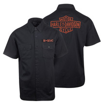 Harley-Davidson Men&#39;s Black Hold Out H-DMC Patch S/S Woven Shirt (S41A) - £21.35 GBP