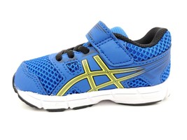 ASICS Kid&#39;s Size 6 Contend 5 TS Running Shoes 1014A046 Blue/Lemon Spark - $32.51