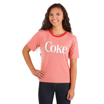Junior&#39;s Enjoy Coke Red Contrast Neck Tee Size Medium - $15.88