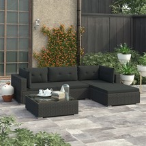  Patio Lounge Set Set of 5 Black PE Rattan Modular - $8,709.56 MXN