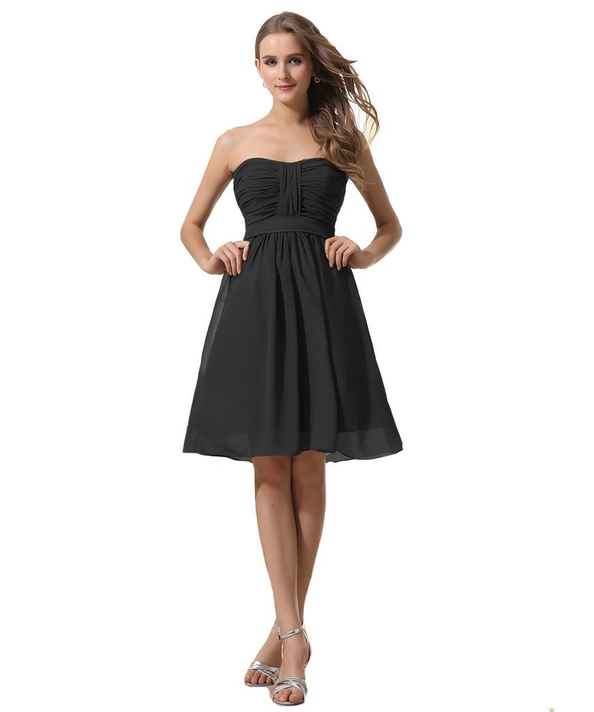 Kivary Women's Short Knee Length Bridesmaid Dresses A Line Beach Black US 10