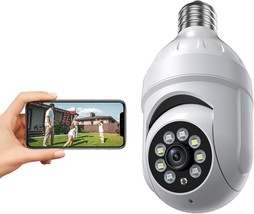 1080P Smart Light Bulb Home Security Camera Outdoor Color Night Vision A... - £23.86 GBP