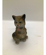 Cat Holding Rose Figurine Vintage - $7.92