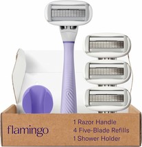 Flamingo Shaving Razor Set for Women Original Razor Handle 4 Blade Refil... - $32.17