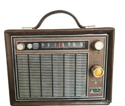 Vintage Arvin 8 Transistor Lunch Box Radio Model Brown Leather Parts or Repair - $34.99