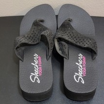 Skechers Yoga Foam Rhinestone Studded Platform Black Flip Flop Sandals Women&#39;s 9 - £16.96 GBP