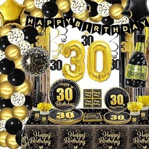 30th Birthday Decorations - Black &amp; Gold Party Decorations, Black Gold Balloons - $26.45