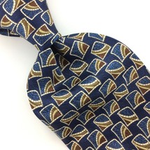 Geoffrey Beene Usa Tie Geometric Navy Blue Silk Necktie Mens Ties I14-527 - £12.44 GBP