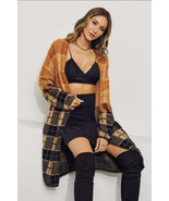 Color Block Plaid Long Cardigan - £20.04 GBP+