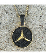 2.50 CT Round Black Diamond Men&#39;s Mercedes Charm Pendant 14k Yellow Gold... - $165.97