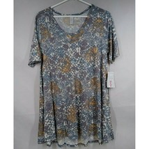 NWT LuLaRoe Perfect T Gray With White, Orange, &amp; Blue Floral Designs Size Small - £12.25 GBP