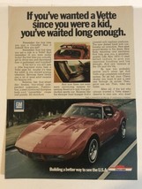 1973 Chevrolet Corvette Vintage Print Ad Advertisement pa12 - £7.11 GBP