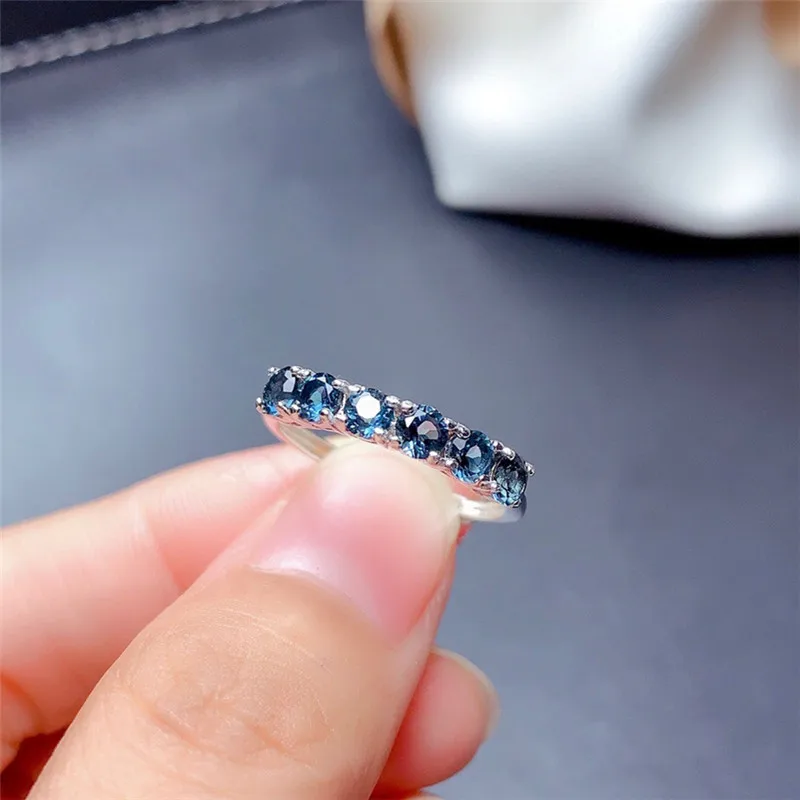 3MM London Blue Topaz Ring Natural Gemstone Jewelry for Girl Friend Birthday Gif - $70.44