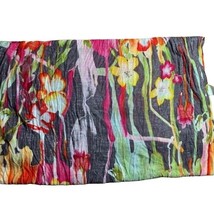 Womens Pink and Gray Flower Scarf 23&quot; x 54&quot; - $9.00