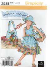 Simplicity Sewing Pattern 2988 DAISY KINGDOM Dress Hat Bag Girls Size 5-83-8 - £8.03 GBP