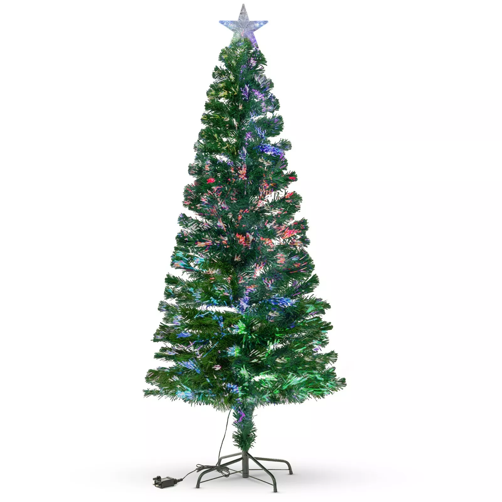 4FT Pre-Lit Fibre Optic Xmas Tree LED Lights - Holiday Green Tree with S... - $79.90